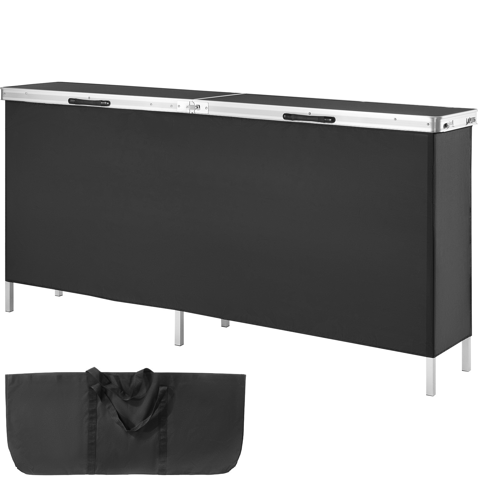 Extra Long Folding Bar Table With Carrying Case And Black Skirt_voghion.com